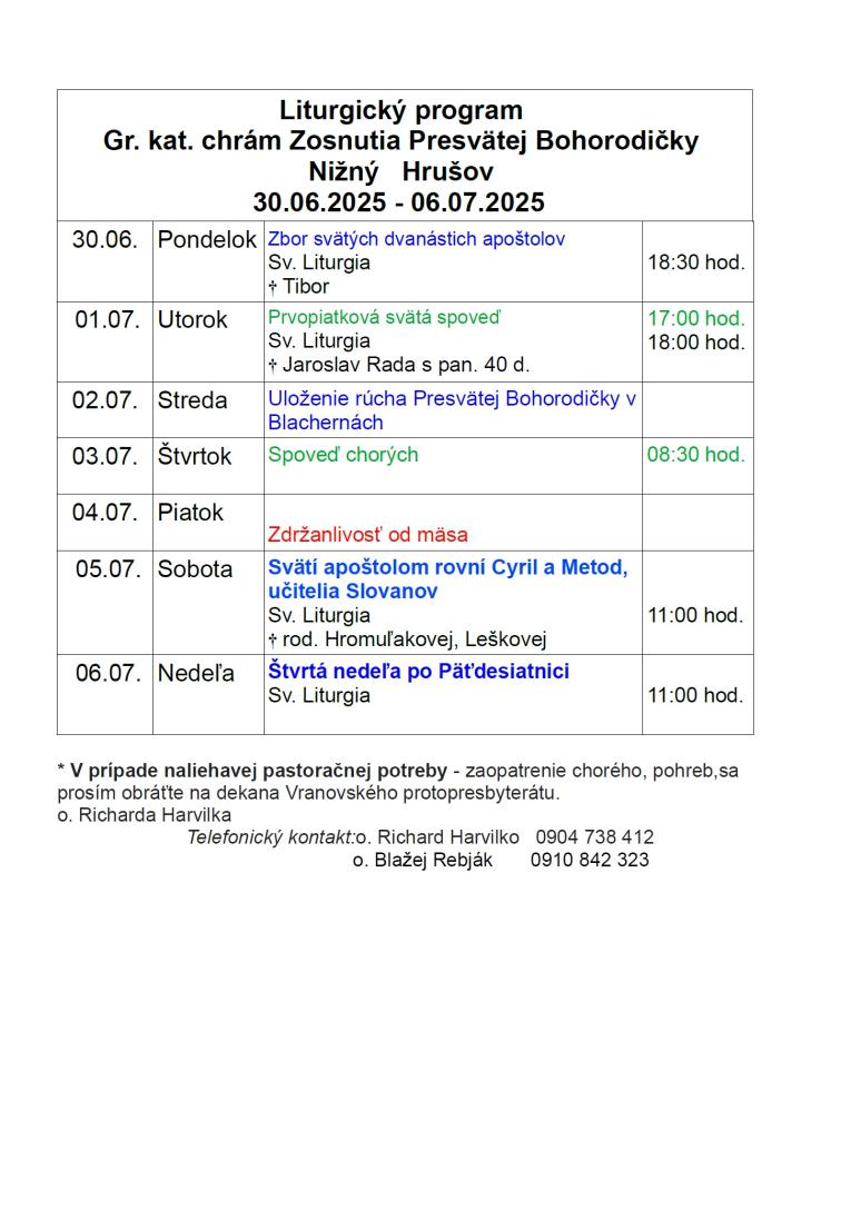 liturgický program 