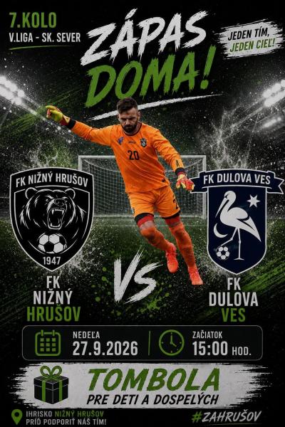 Majstrovský futbal v Nižnom Hrušove: 27. septembra 2026 o 15:00